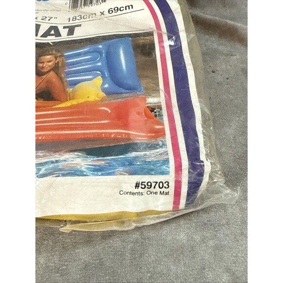 Vintage 90s (1992)  The Wet Set Intex Air Mat  blue  72”x27”  Pool Float Sealed - Picture 2 of 4